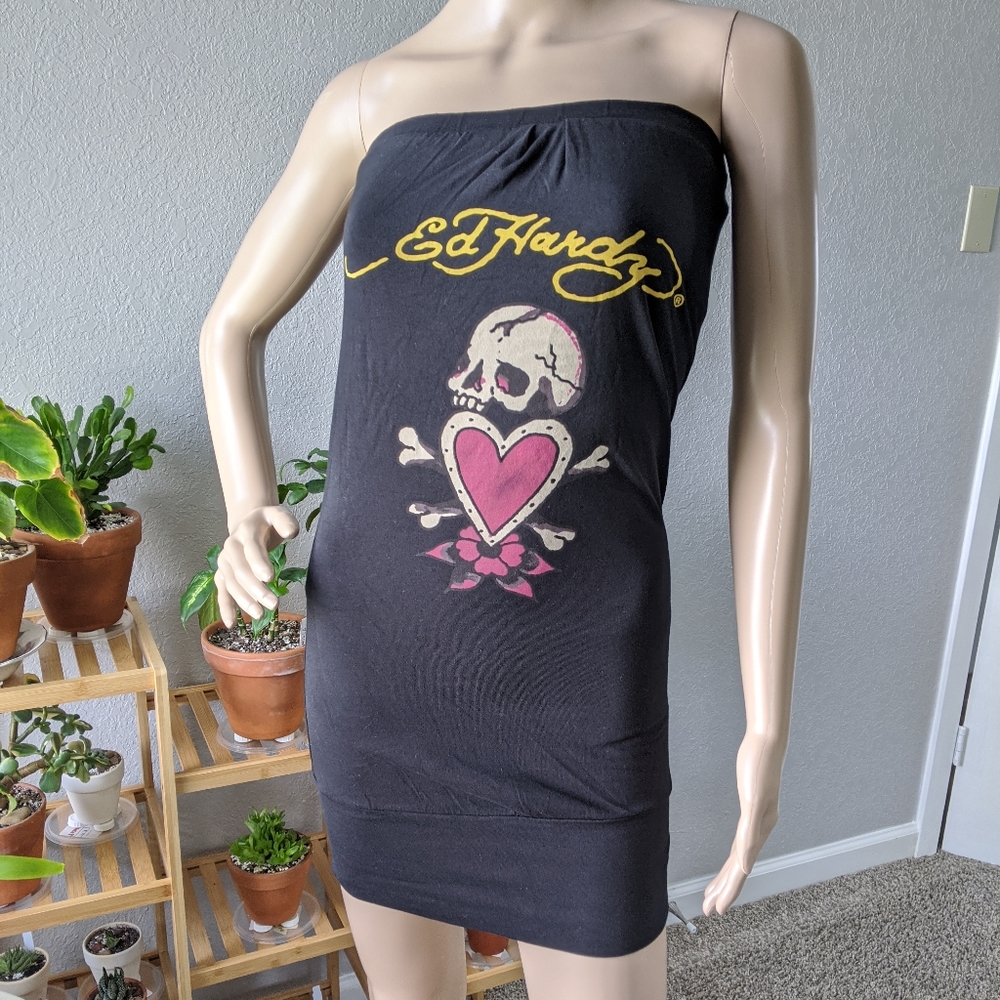 NWT ED HARDY STRAPLESS DRESS TANK TOP